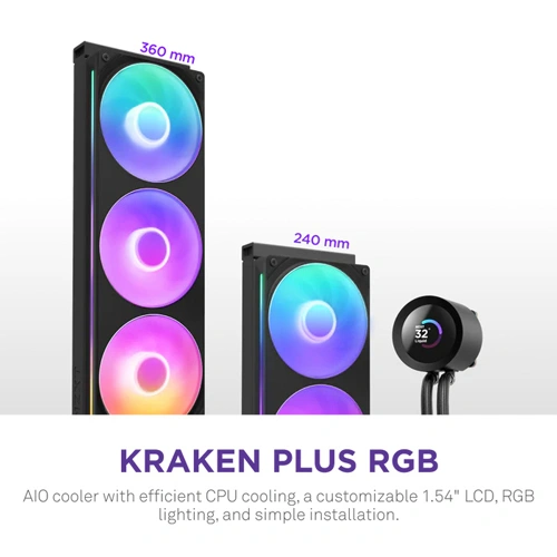NZXT Kraken Plus 360 RGB CPU Liquid Cooler with LCD Display